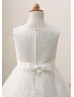 Ivory Lace Beaded Wedding Flower Girl Dress